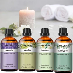 Aromatherapy Bliss: Premium Essential Oils Collection - Lavender, Peppermint, Vanilla, Tea Tree, and Eucalyptus - 30ml