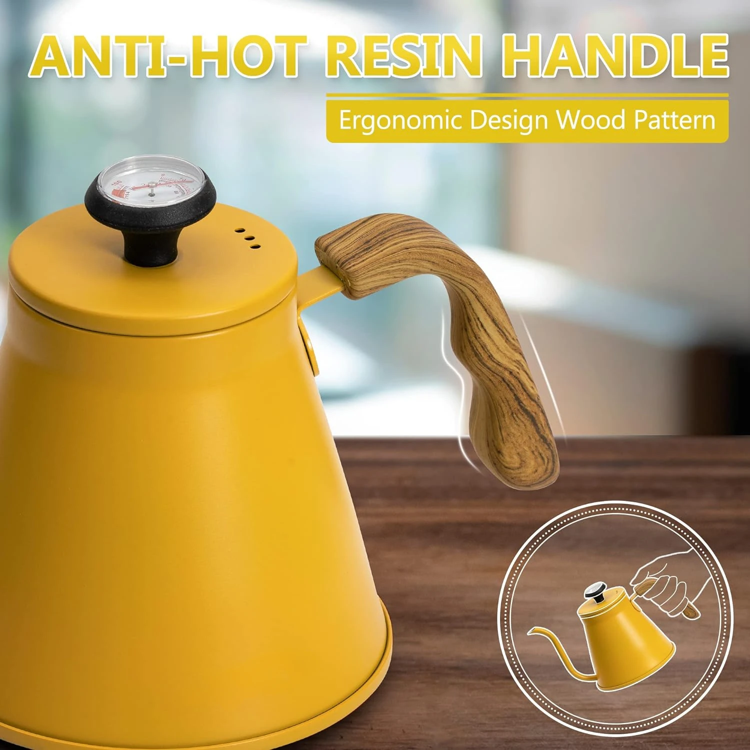 Gooseneck Kettle Coffee Pour Over Kettle with Thermometer Tea