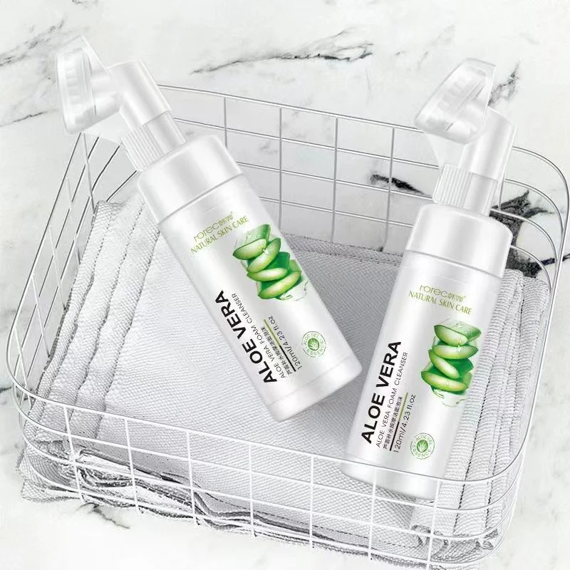 Aloe Vera Moisturizing Massage Cleansing Foam Oil Control Gentle Care Deep Clean Facial Cleanser Mousse Skin Care Products 120ml 6