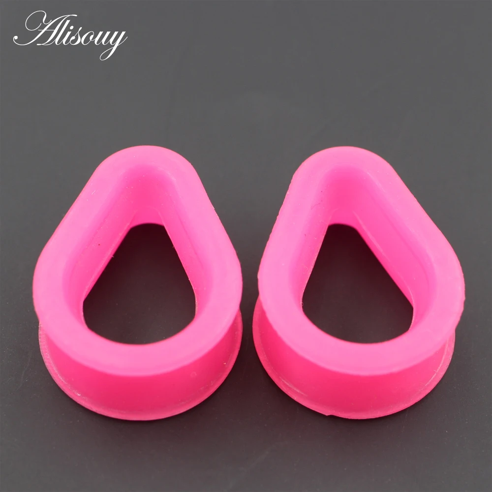 Alisouy-pendientes flexibles de silicona de 2 piezas, Piercing de gota de agua, tapones para los oídos, expansor de túnel, dilatadores, joyería