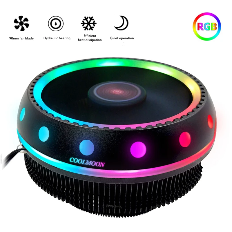 

Rgb Cooling Fan Color-changing Cpu Fan Light-emitting Mute Radiator Cooler Pc Fans 3pin Interface For Amd Intel