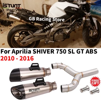 Full System Motorcycle Exhaust Escape Moto Double Muffler Slip On For Aprilia SHIVER 750 SL750 SHIVER750 GT 750GT 2010 - 2016