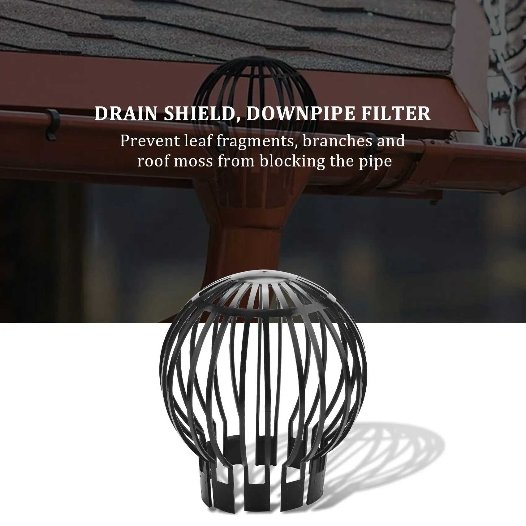 ABZV-4PCS Gutter Guard Downspouts Filter Strainer Preventing Leaf Debris Branches Roof Moss From Clogging the Pipes