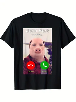 John Pork Is Calling Shirt Funny John Pork Meme Women T-Shirt Fashion Statement Shirt Playful  Humorous Design for Casual Attire 1