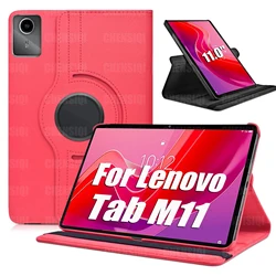 Enhanced PU Leather Rotating Stand Protective Case with Sleep - Wake Function - Lenovo tab M11 (Rose)