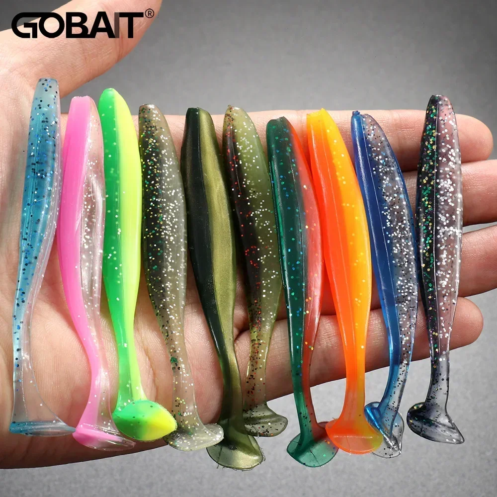 GOBAIT Soft Lure 5.5cm 7cm 10cm 12.5cm T Tail Metal Jig Head Worm Hook Swimbait DIY Carp Fishing Tackle Pesca Artificial Bait