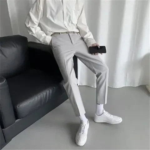 thumbnail image 1 of Pantalones de negocios elásticos para hombre Pantalones de traje elásticos para hombre Pantalones rectos Sastrería social Nuevo en verano 2024 Formal Chino Homme Up, 1 of 5