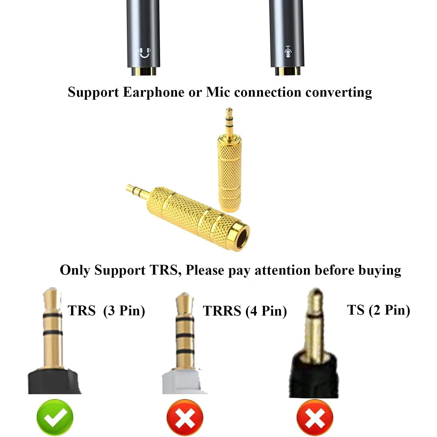 6.35mm (1/4 inch) Male to 3.5mm (1/8 inch) Female Stereo Headphone Audio Jack Adapter Plug for Aux Guitar Amplifier Speaker 3.5mm audio adapter audio headphone adapter