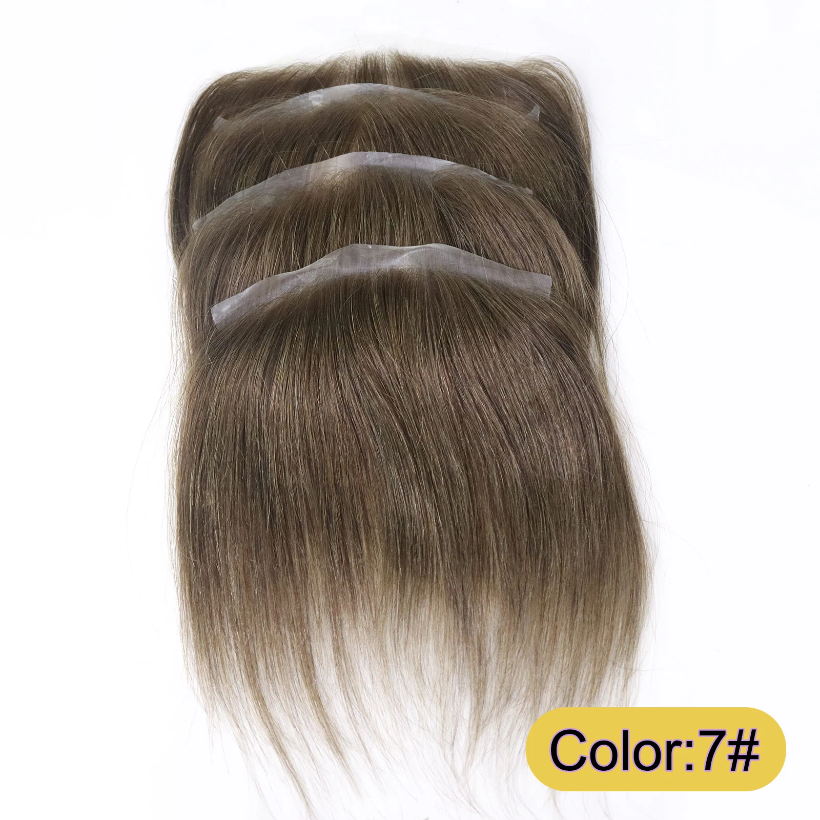Men Toupee Forehead 0.06mm Ultra Thin Skin #4 Brown Front Hairline Patch Male Human Hair Wig Capillary Prosthesis Peruk Human Hair Toupee
