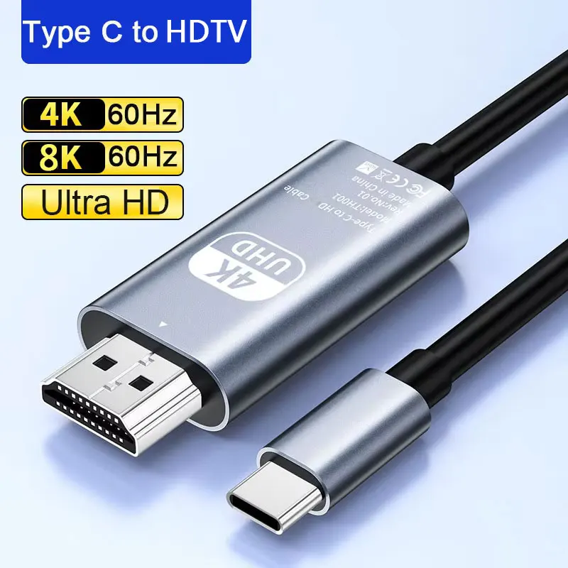 4K 60Hz 30Hz USB C to HDMI-compatible Cable Type C Adapter HDTV Converter for iPhone 15 MacBook Air iPad Samsung Laptop