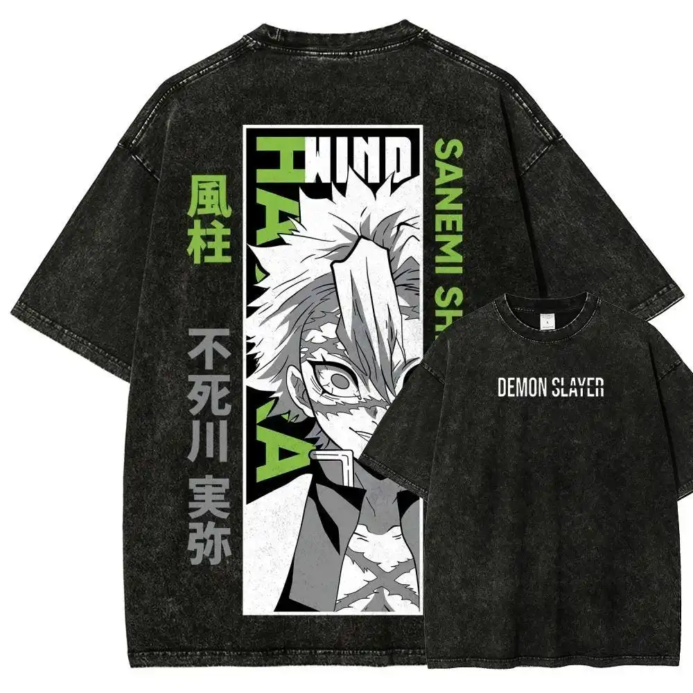 Vintage Wash Aesthetic Anime Graphic Tee, Otaku Gift Apparel