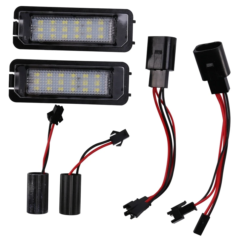 2Pcs 12V Led Number License Plate Lights For Golf 4 5 6 7 Car
