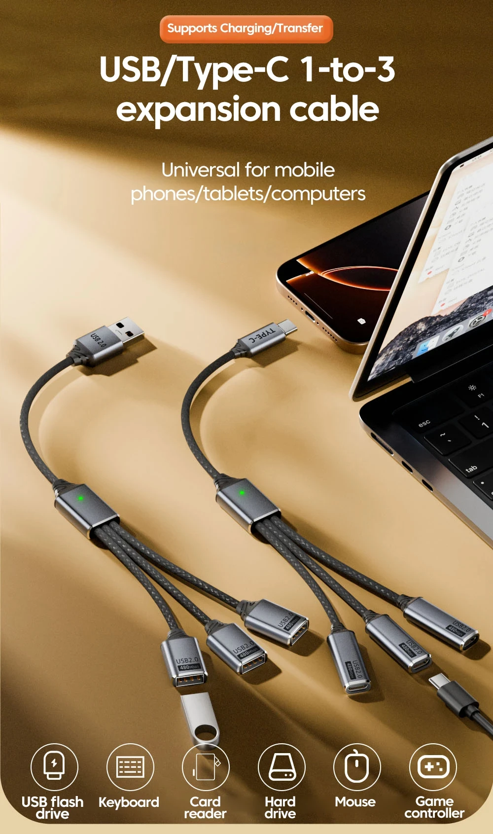 Usb Hub 3 In 1 With Usb A And Type C Multi Port Adapter For Data_voghion.com