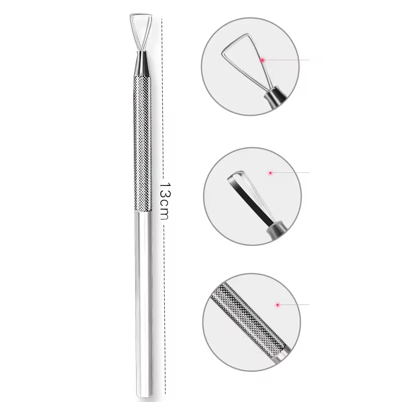 Stainless Steel Nail Peeler Nail Art Polish Uv Gel Remover Triangle Stick Rod Pusher Nail Art Tool for Manicure and Pedicure 2