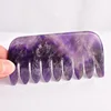 Amethyst Gua Sha Comb Purple Crystal Stone Massager Hair Head Neck Massage Comb Beauty Skin Care health Tool 4