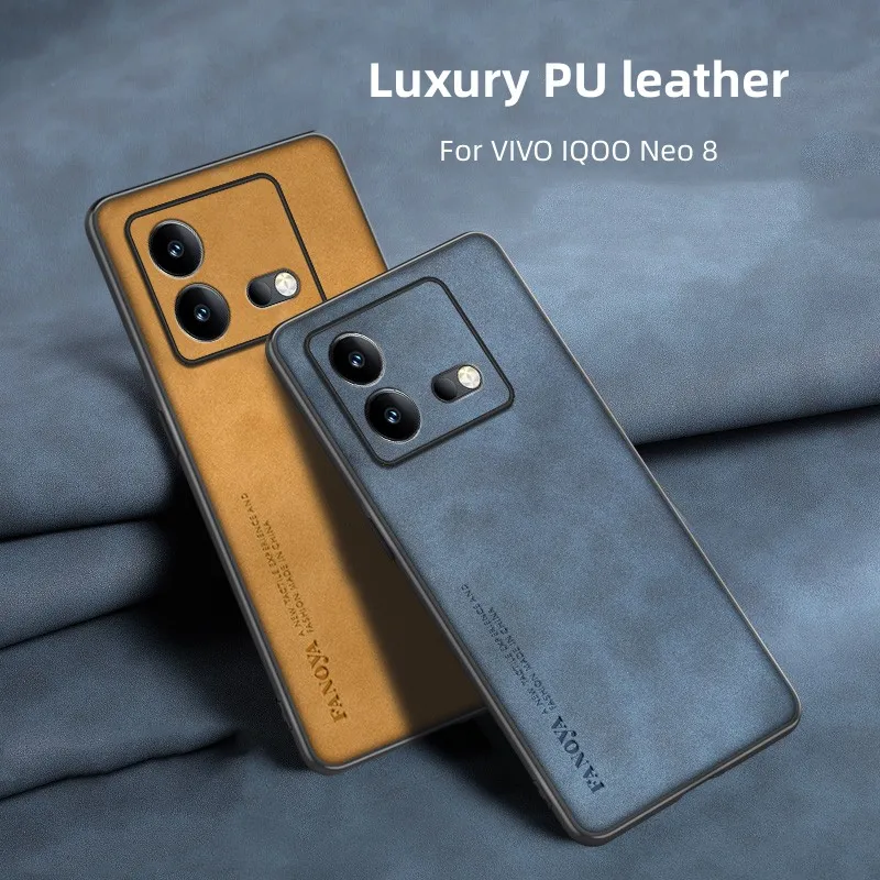 Luxurious PU Leather Matte Shockproof Back Cover - Thin Bumper  Coque