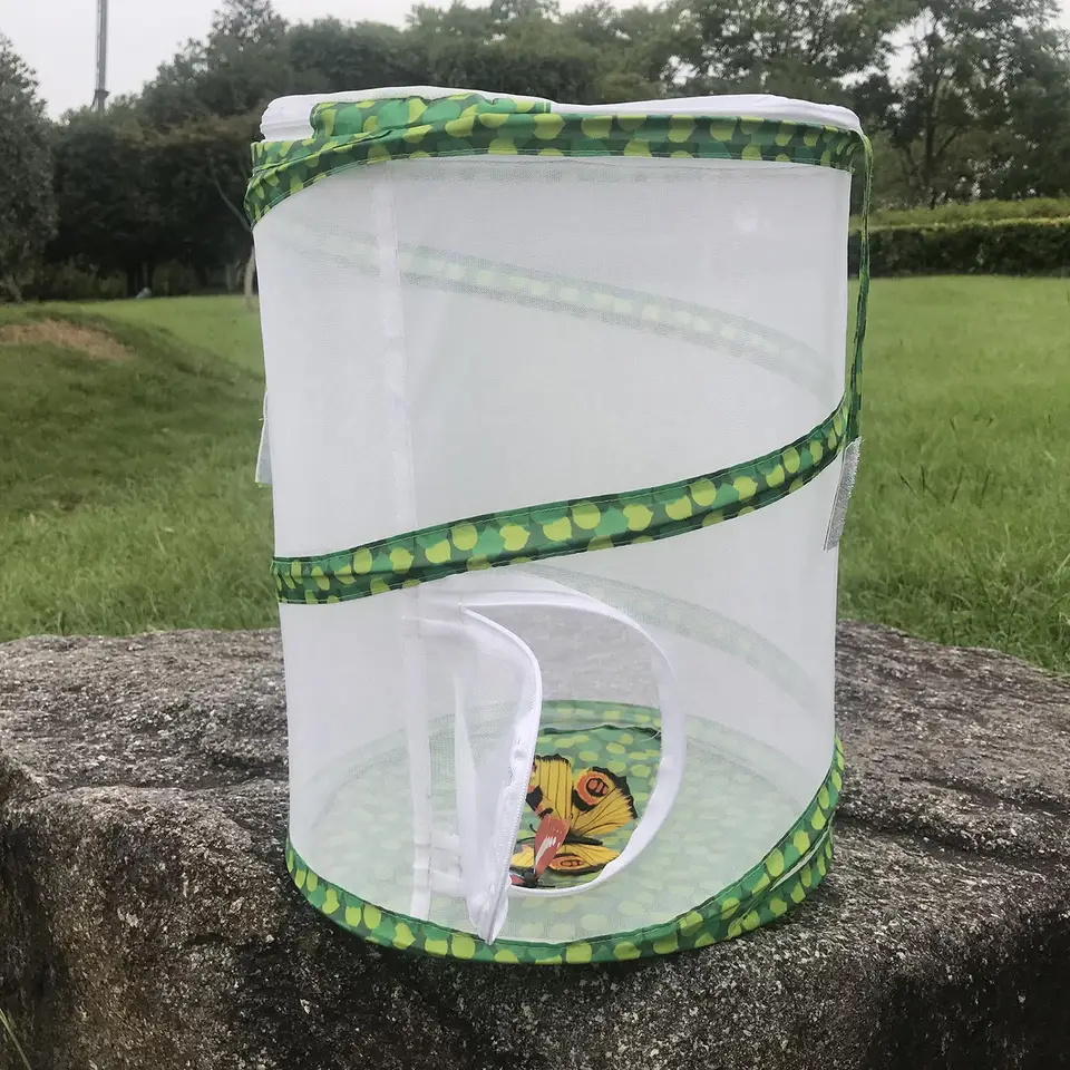 Outdoor Butterfly Habitat Cage - Large 60x60x200cm PVC Mesh Enclosure With High Stand For Breeding & Plant Feeding