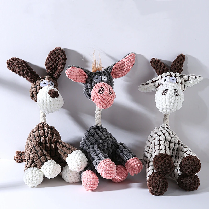 Corduroy Dog Puppy Toys for Small Large Dogs Animal Shape Plush Squeaky Cleaning Chew Bite Resistant Toy Pets Accessories |