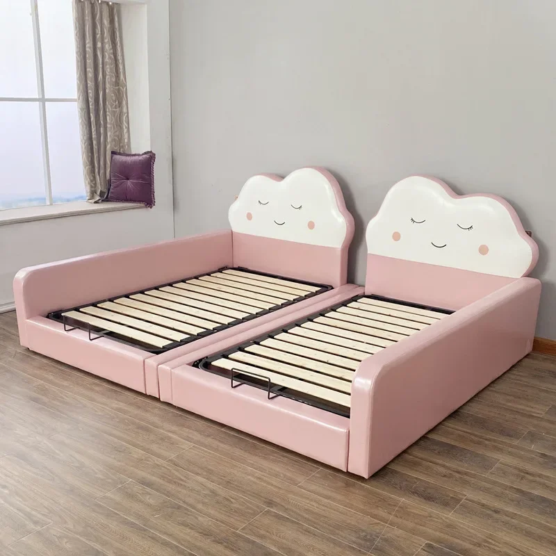 Children's furniture girl princess tatami bed sisters twins parent-child bed combination splicing plus broadband guardrail l
