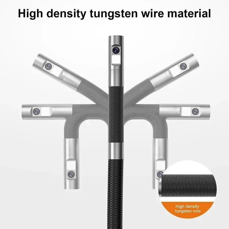 INSKAM 360&deg; Two-ways Steering Industrial Endoscope Camera 8mm 6.5mm Single&Dual Lens Inspection Borescope 5"IPS Screen For Car