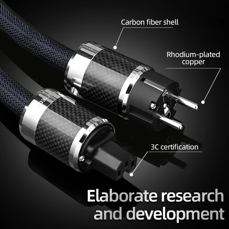 Hi-end OCC Furutech PS-950 Power Cord Shielded Carbon Fiber Shell Connecter US/EU/AU Amplifier Filtre Power Cable