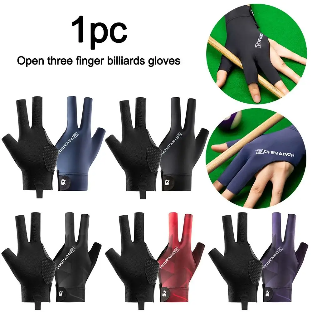 Billiard Accessories Pool Gloves Left and Right Hand Billiards Glove Non Slip Elastic Three Fingers Breathable Snooker
