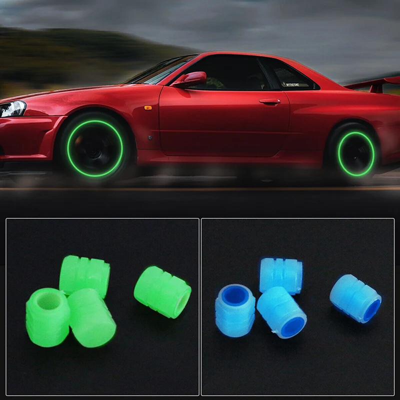 Valve Stem Caps Universal Glowing in Dark Fluorescent Car Tire Valve Caps Cover Fits Trucks Bikes Motorcycles Bicycles 4-16Pcs