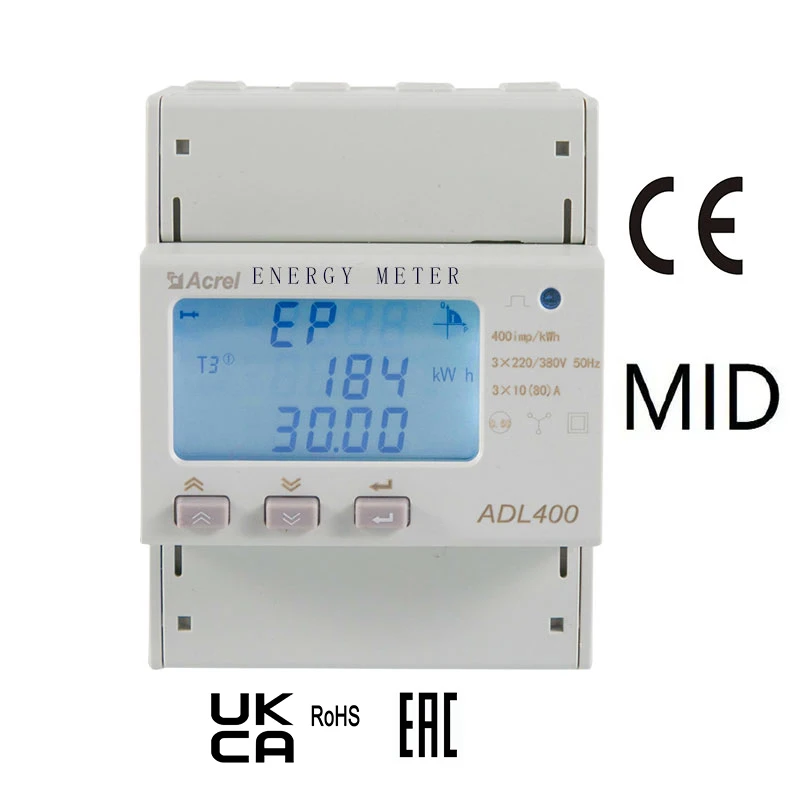 

MID Certificate Energy Meters ADL400 3-phase Digital Display with RS485 Modbus-RTU Din Rail Energy Meter