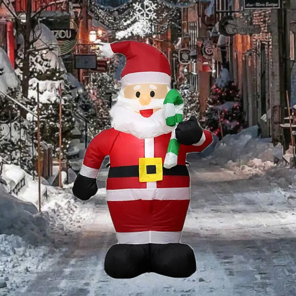 1.2M Christmas Decoration Crutch Santa Claus Inflatable Toy with LED Lights Outdoor Inflatable Model Ornament Party Garden Decor inflatable decoration toy