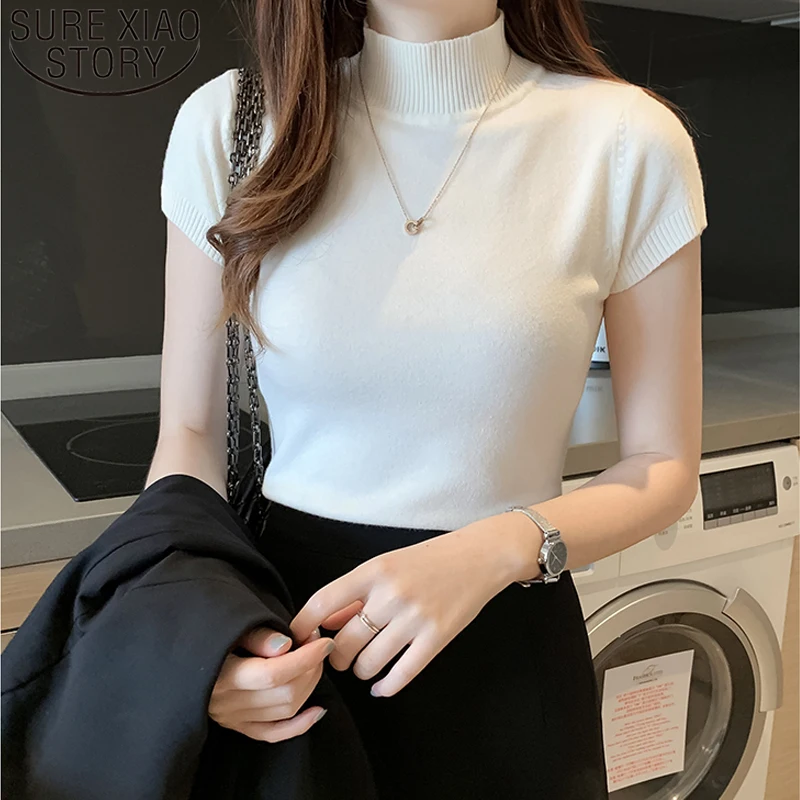 

Blusas Mujer De Moda 2023 Korean Casual Women Clothing New Knitted Women Tops Spring Solid Slim Turtleneck Blouse Blusas 8622 50