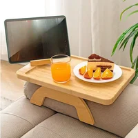 Bamboo Sofa Tray Table, Clip On Side Table Couch Arm With Phone Holder 1