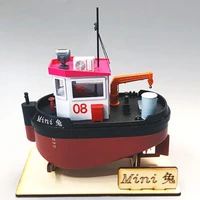 Q Version Cute Tugboat Mini Egg Tow Plastic Assembled Ship Model Kit Static Version 1