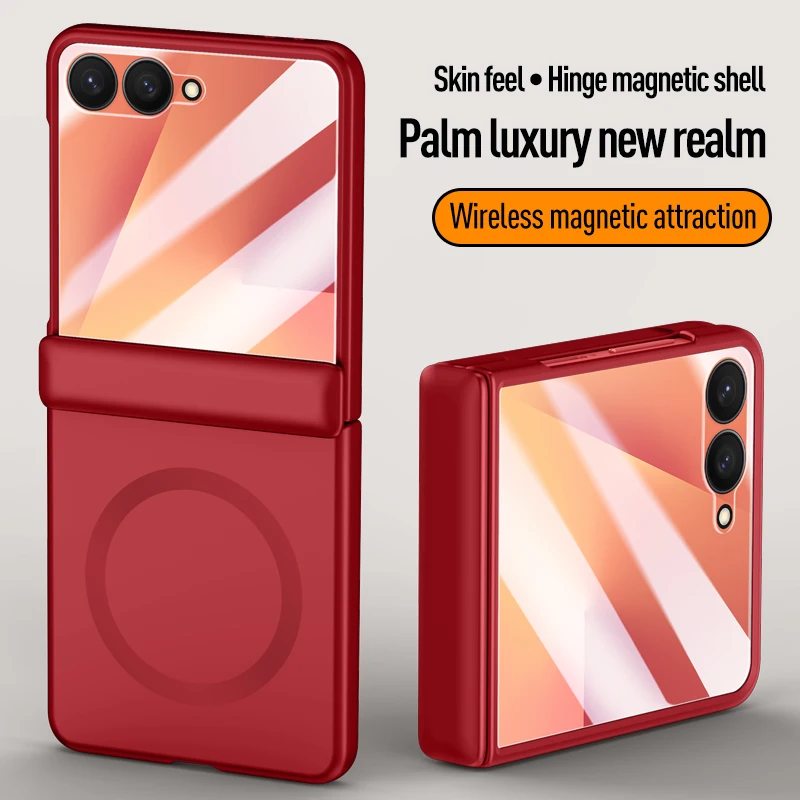 حافظة لهاتف سامسونج جالاكسي Z فليب 7 من الجلد الصل...