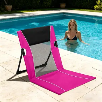 Sedia da Spiaggia Pieghevole Bassa con Borsa per il Trasporto, Sdraio per Piscina, Prendisole per Viaggi, Campeggio, Picnic