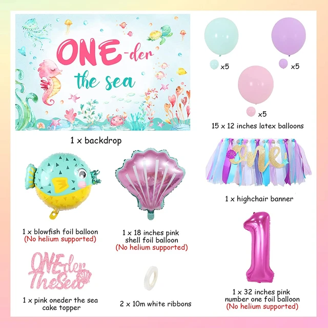 Oneder The Sea 1st Birthday Decorations For Girl Sea Animals Theme Backdrop  Highchair Banner Balloon Garland Kit Party Supplies - Ballons & Accessories  - AliExpress