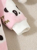 Autumn And Winter Baby Girls Super Soft Flannel Long Sleeve Trousers Onesie Comfortable Soft Cute Panda Print Clothing 4