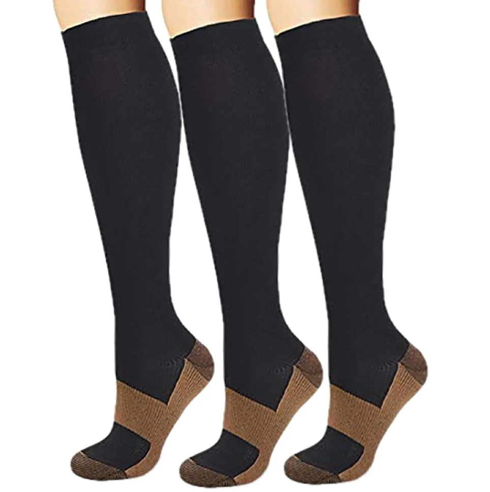 15-25mmhg Nylon Varicose Veins Nurse Sport Stockings Lady Mens Running Knee High Compression Socks Athletic Medical Copper Socks