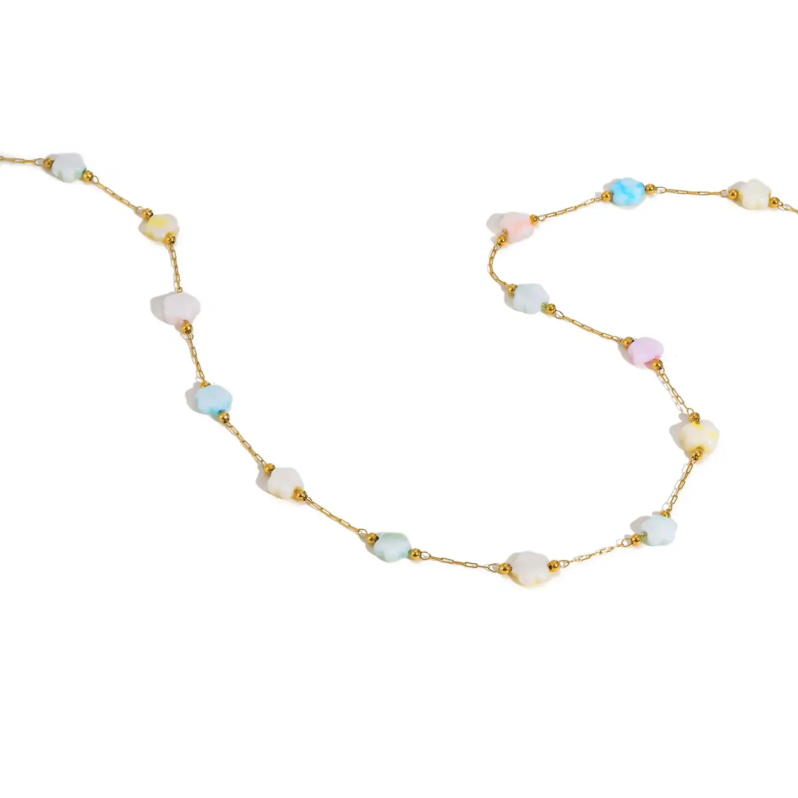 Exquisite bunte Blumen Perle Böhmen Halskette Edelstahl Charm Armbänder Mode ästhetischen Schmuck für Frauen Geschenk – Detail 7