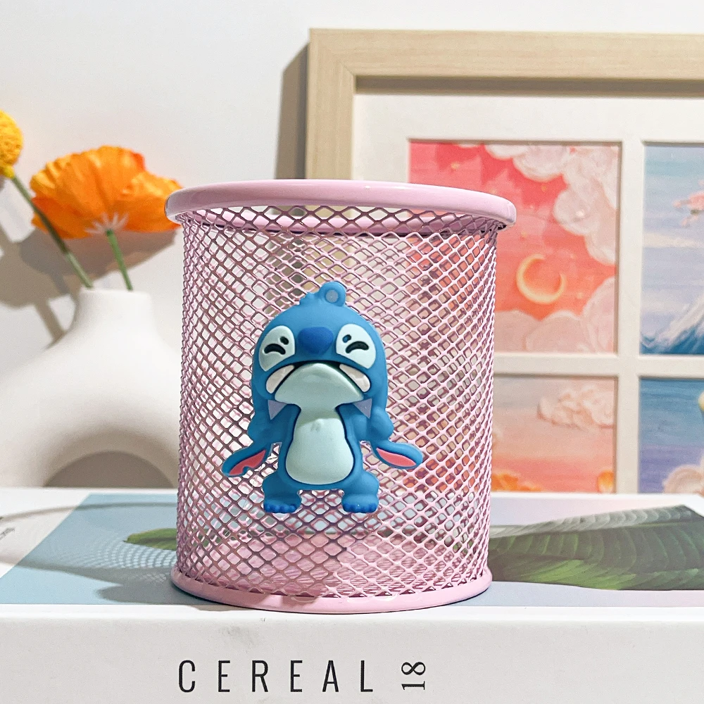 Disney Stitch Iron Mesh Notebook Cup, Pencil Box Desktop Ornament for Women and Teenagers' Offices and Schools 4