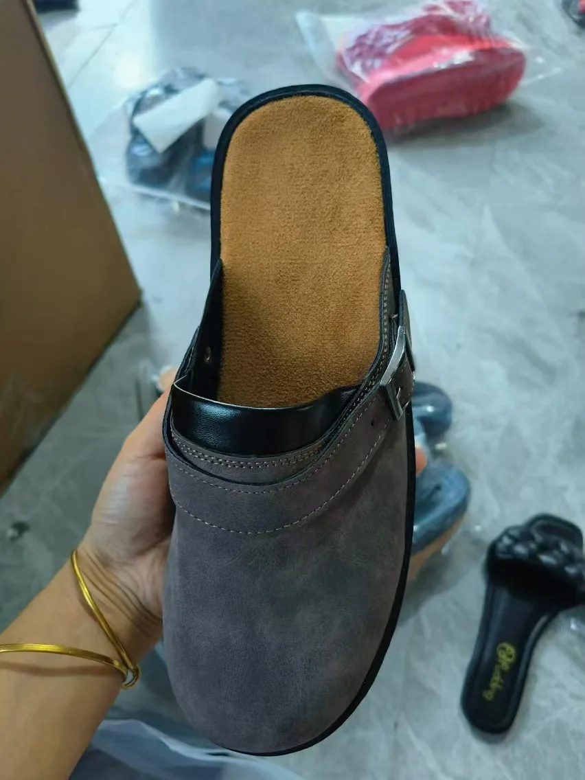Neue Herren Frau Hausschuhe Sommer Pu Lederschuhe Vintage Soft Bottom Slip auf Sandalen Strand Hausschuhe Männer Freizeit schuhe Größe 38-48 – Detail 5
