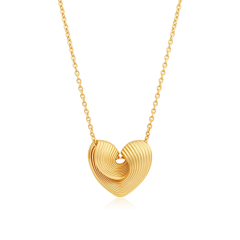 VAROLE Women's Knotted Heart Hollow Geometric Pendant Necklace with Irregular Striped Chain Fashion Jewelry Gift