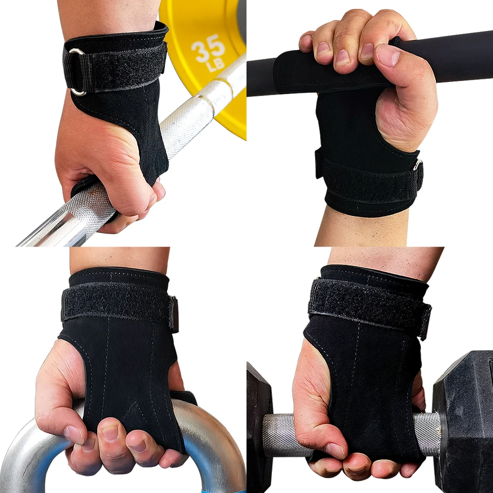 Hand Grips Cowhide Neoprene Padded Gymnastics Weightlifting Workout Gym Gloves Palm Protection for Kettlebell Pull Up Gymnastic