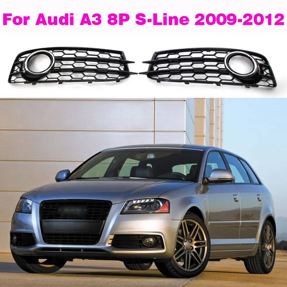 

Honeycomb Style Car Front Fog Light Grill Cover Honeycomb Fog Lamp Grille Grill Gloss Black For Audi A3 8P S-Line 2009-2012