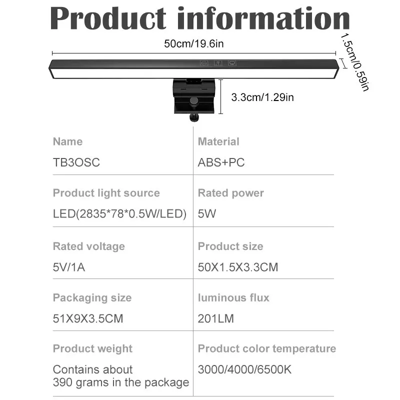 Computer Screen Clip Light Asymmetric Light Dormitory Eye Protection Desktop Computer Laptop Monitor Screen Hanging,computer screen light