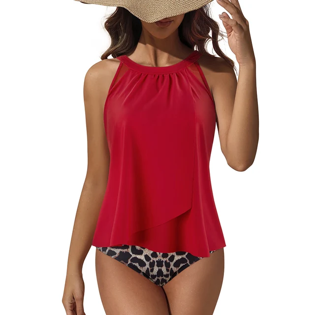 Printed Flower Tankini Set Women Swimwear Vest Bra Female Bikini Beach Set Beachwear 2 Piece XL Size Bikini Set Female 2