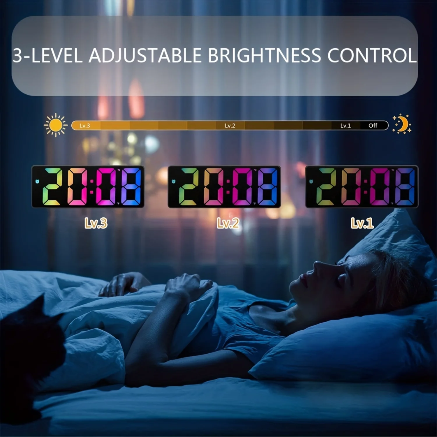 Creative Number Clock Color Nightlight Temperature Calendar Alarm Clock LED Large Number Electronic Backlight Home Decor wall clock digital wall clock