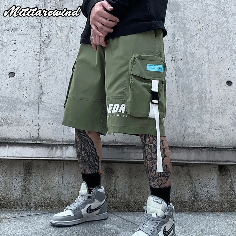 

Men's Knee Length Cargo Shorts Big Porkets Trendy Loose Hip Hop Sportwear High Street Casual Letter Print Youth Chic Streetwear