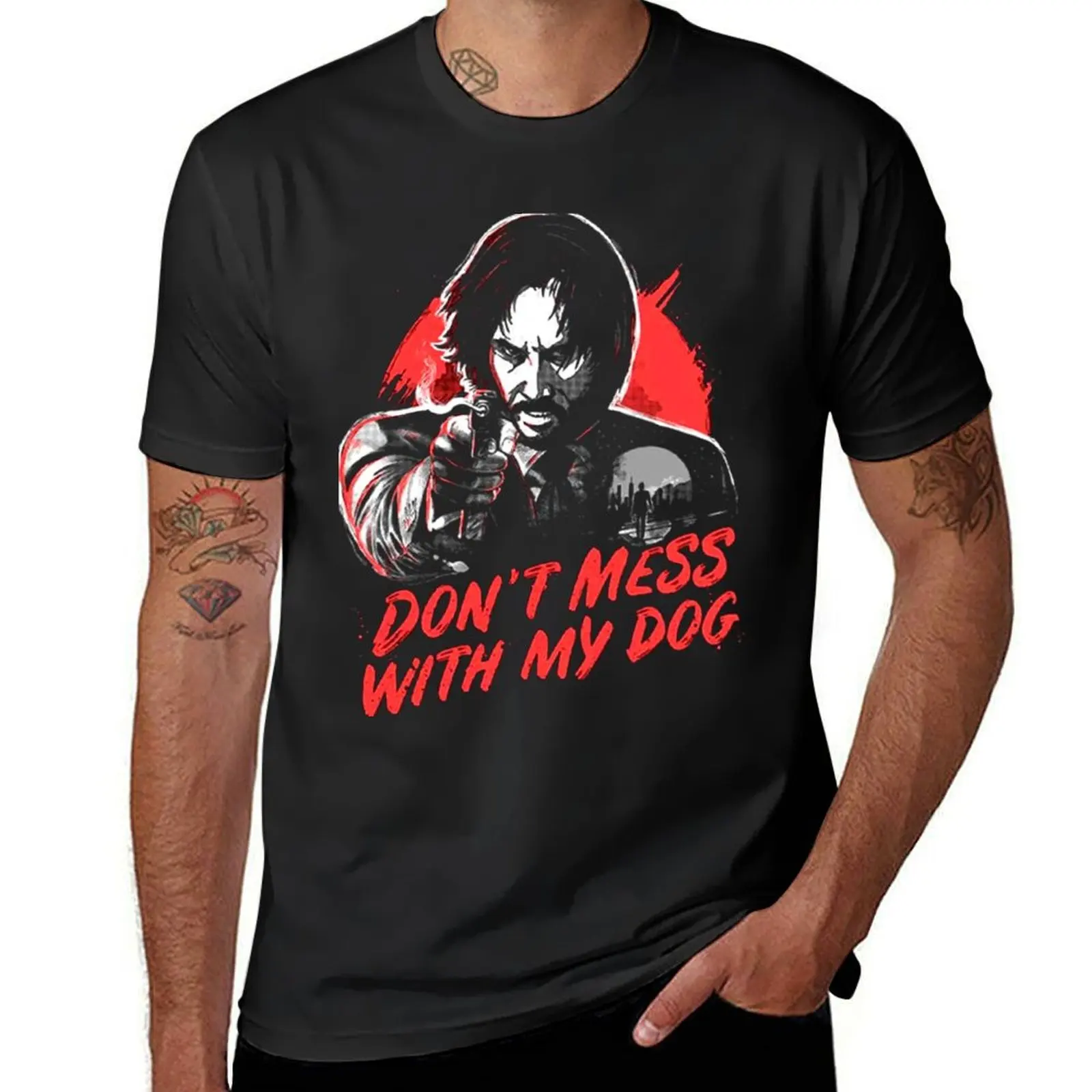 

Мужская белая футболка с принтом John wick, большие размеры
