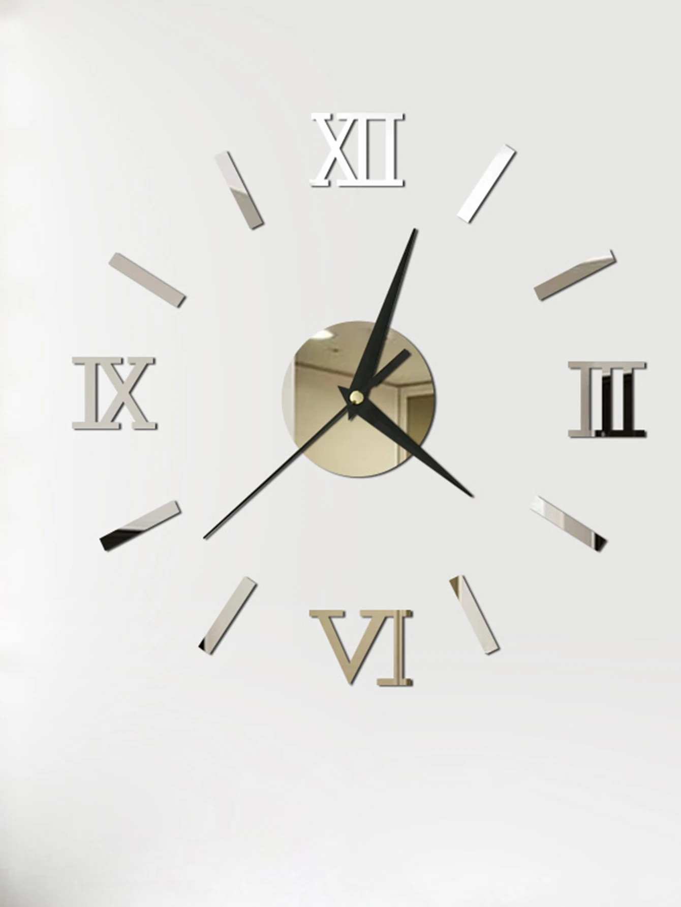 3D Roman numerals acrylic mirror wall clock stickers DIY quartz clock watch home decoration living room