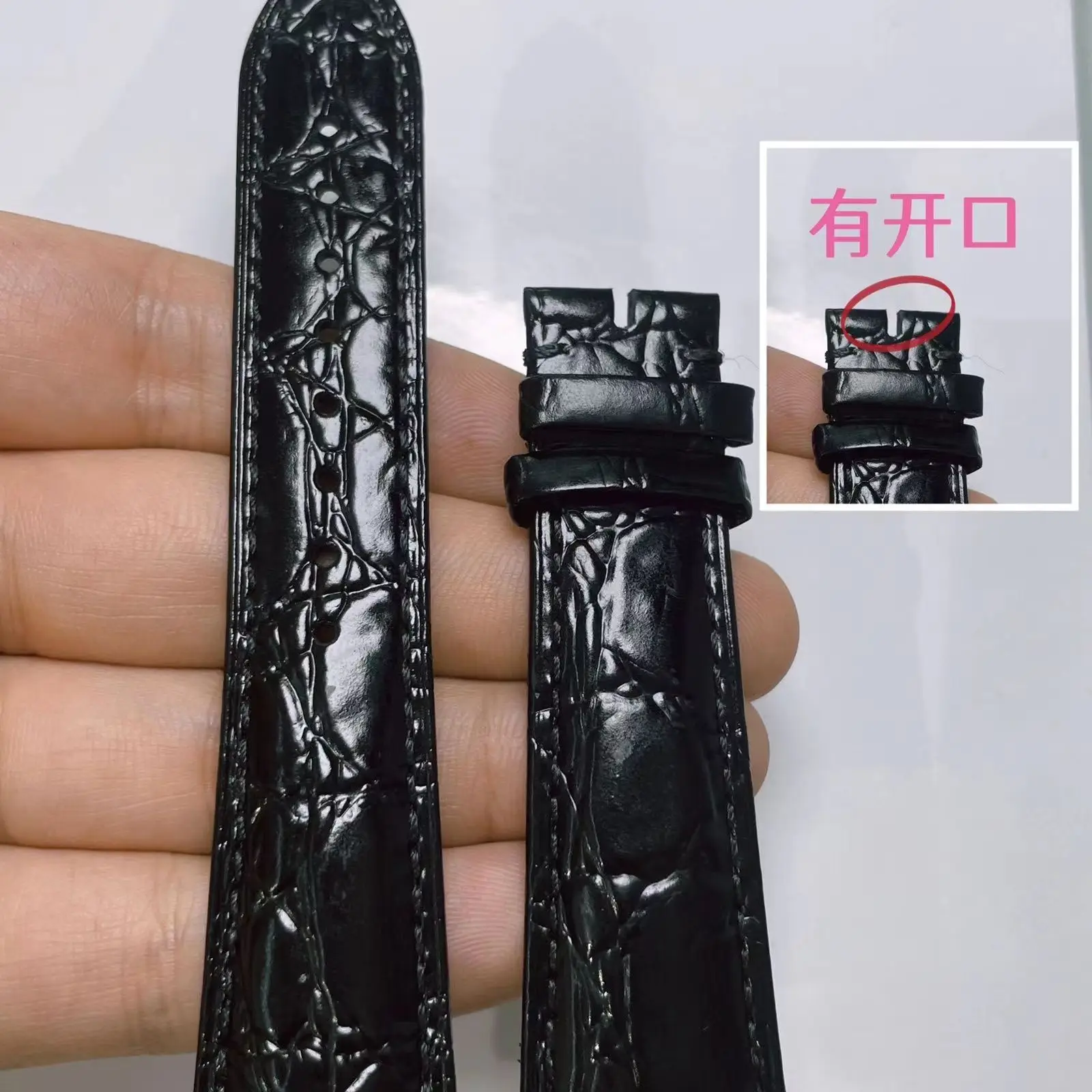 Discount Classic Crocodile Leather 22 mm Watch Band Replacement 54661-STC-00300_K0008119 main image 1